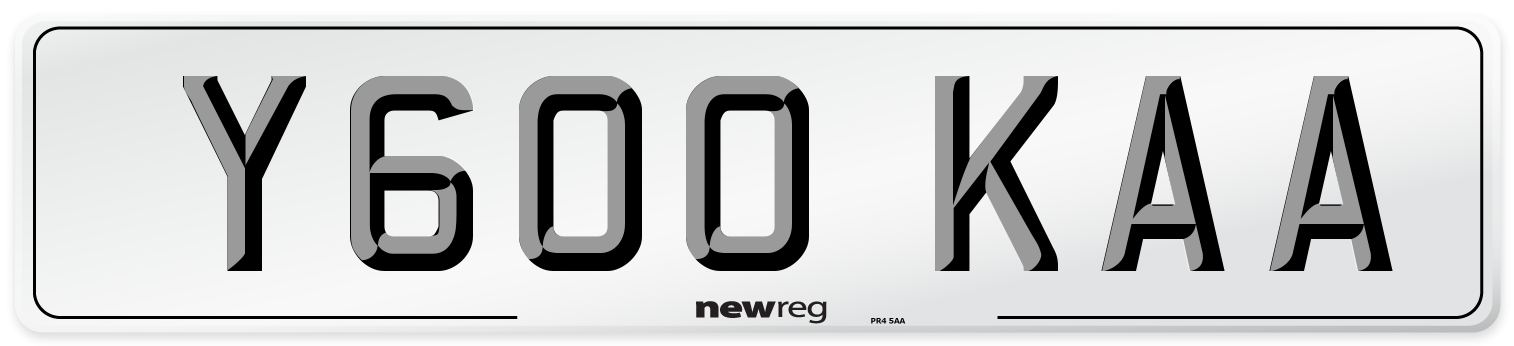 Y600 KAA Number Plate from New Reg